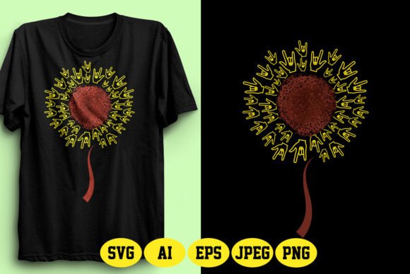 ASL Love Hand in Sunflower Graphic Design