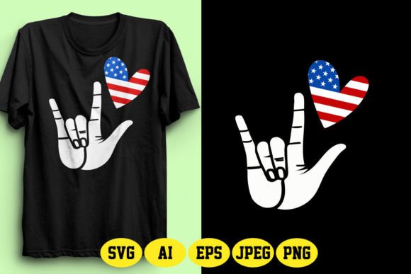 ASL Love Hand with USA Flag 4 Graphics for Local Business Branding