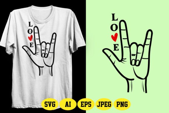 ASL Love Sign Graphics for T-Shirt Designs
