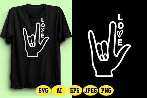 ASL Love Sign Graphics for T-Shirt Designs