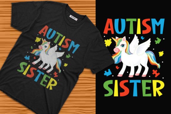Autism Sister T-shirt Design Template