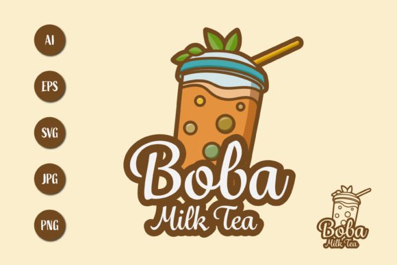 Bubble Milk Tea Logo Graphics for Crafters