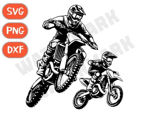 Father and Son Motocross Graphics for T-Shirt Designs